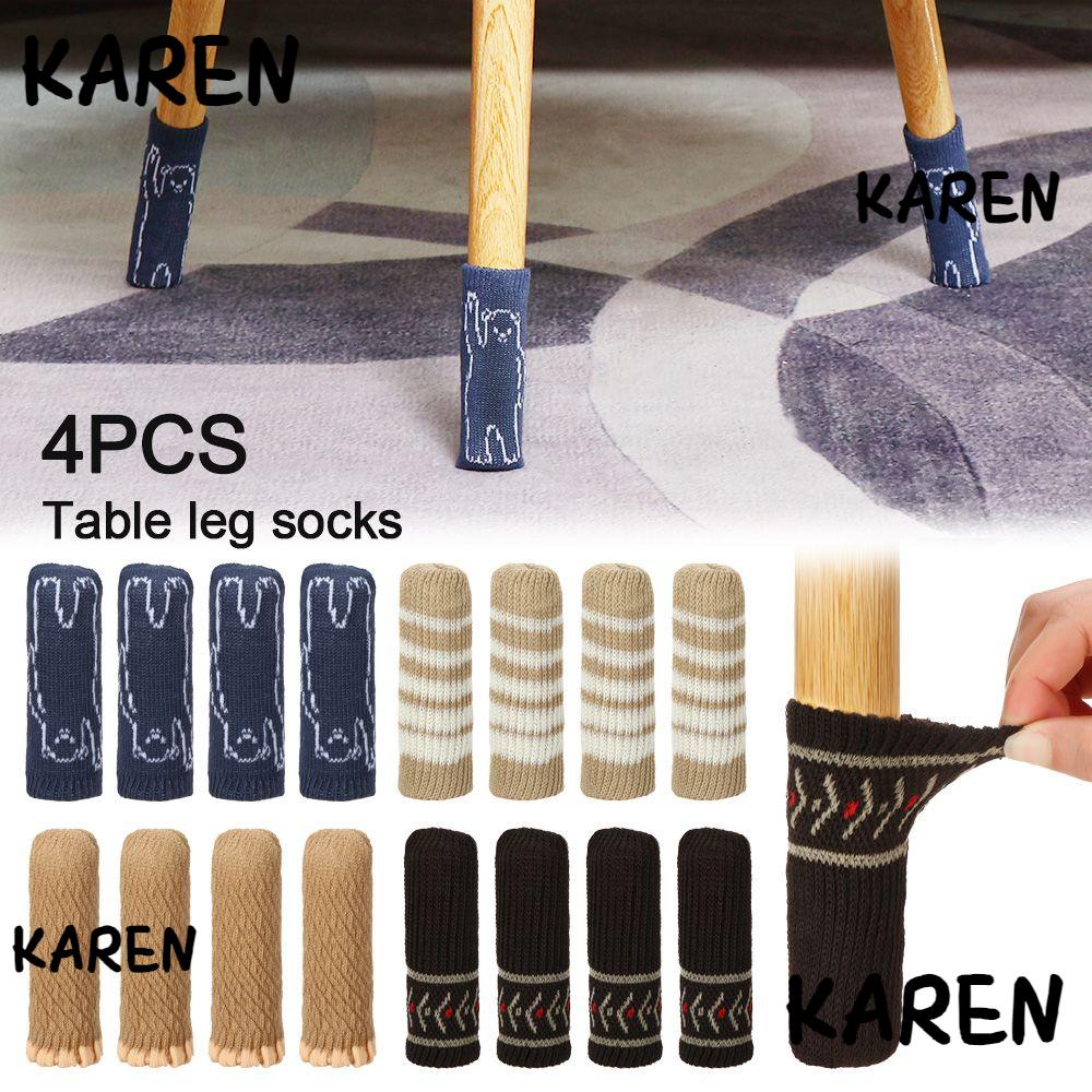 Karen ถุงเท้าถัก ป้องกันเสียงรบกวน น่ารัก สําหรับเก้าอี้ 4 ชิ้น ต่อชุด