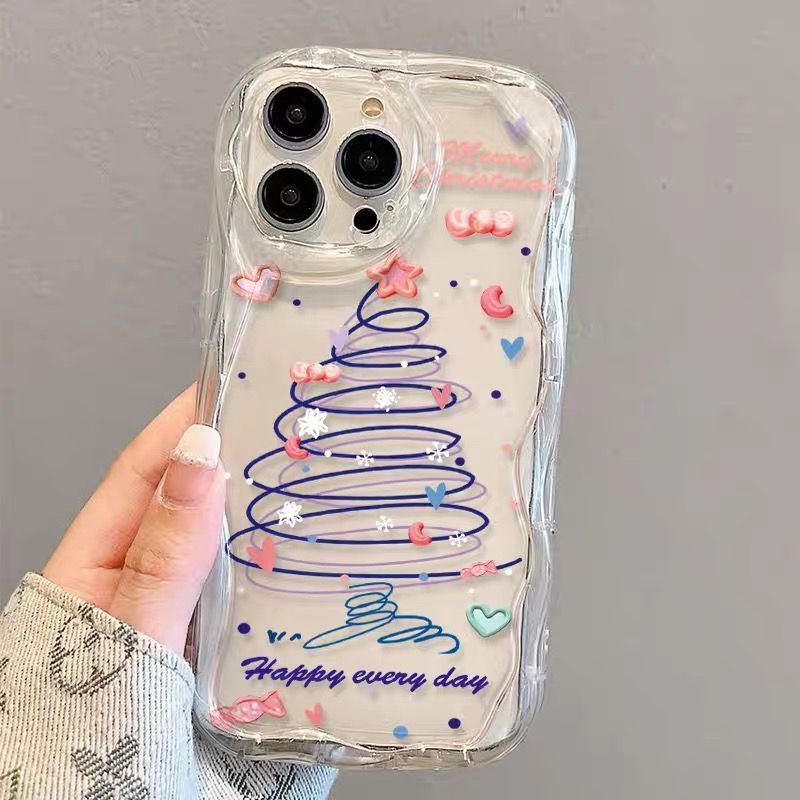 เคสโทรศัพท์มือถือ ซิลิโคน กันกระแทก กันรอยเลนส์กล้อง ลายต้นคริสต์มาส หลากสี สําหรับ iPhone 15 12 11 14 13 Pro Max SE 2020 8 7 6S X XS XR 14 Plus