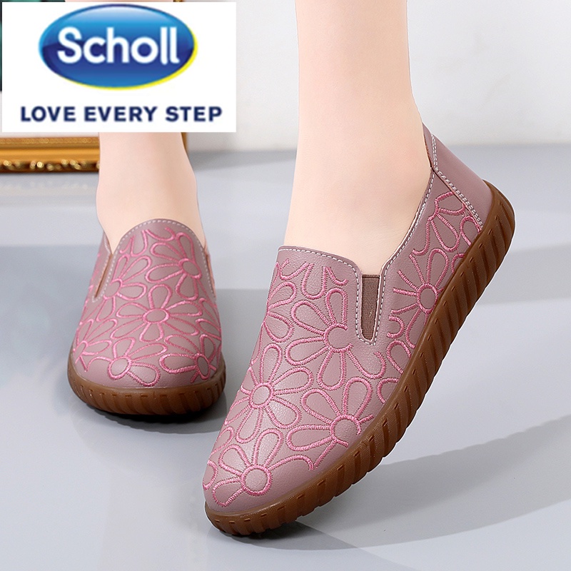 Scholl รองเท้าโลฟเฟอร์ รองเท้าหนังลําลอง ส้นแบน ขนาดใหญ่ สําหรับผู้หญิง ไซซ์ 40 41