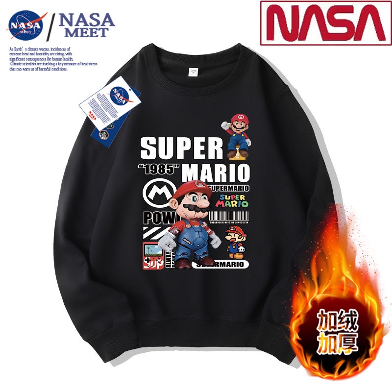 ชาย NASA Co-Branded ขนแกะซับหนาวิทยาลัย t ผู้ชายผู้หญิงสไตล์ชนคู่สไตล์รอบคอ Pullover Street Wear Top Lo