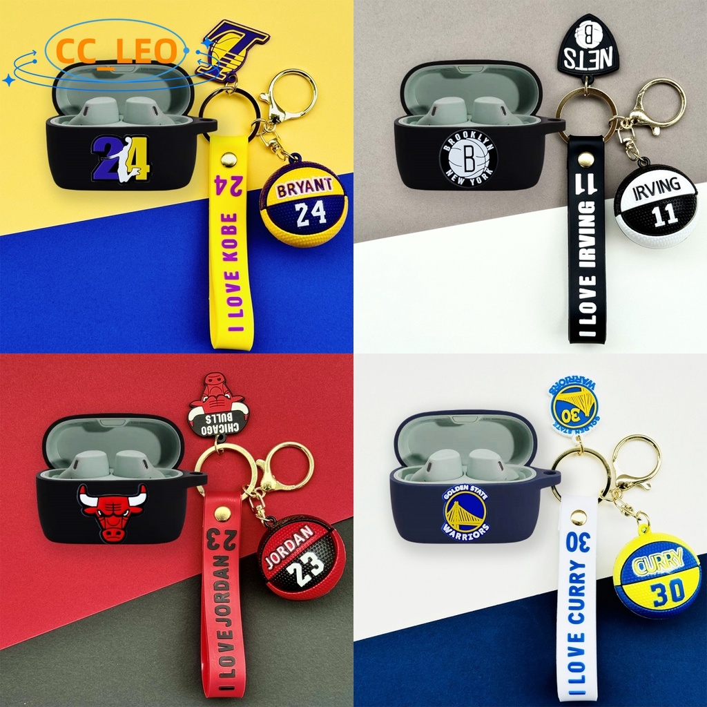 For Jabra Elite 4 Active Case Creative Basketball Keychain Pendant Jabra Elite 3 / Elite 2 Silicone 
