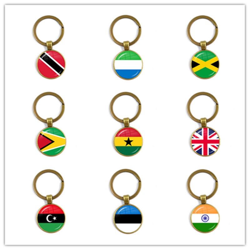 Trinity,Sierra Leone,Jamaica,Guyana,Gahana,UK,Libya,Estonia,India 25 มม.แก้ว Cabochon National Flag 