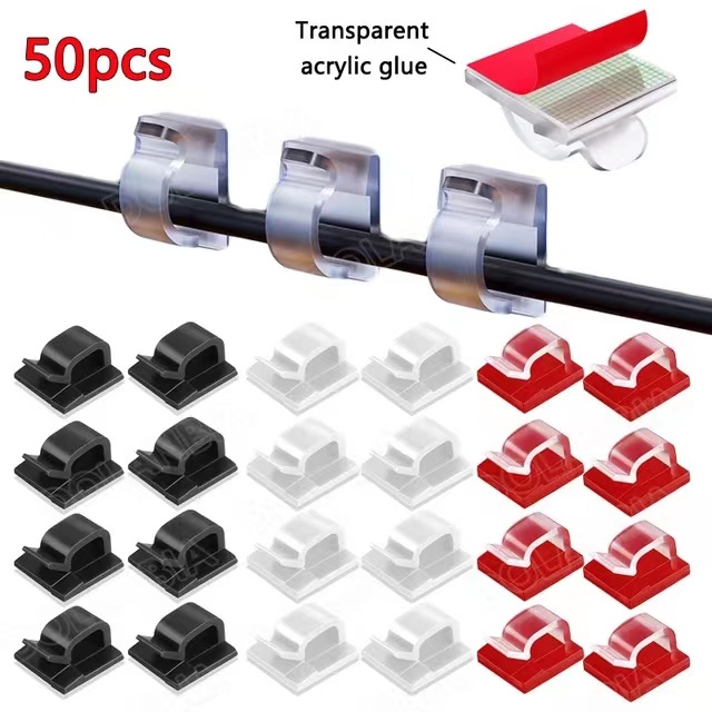 คลิปหนีบจัดระเบียบสายเคเบิล USB แบบติดผนัง 50 20 10 ชิ้น