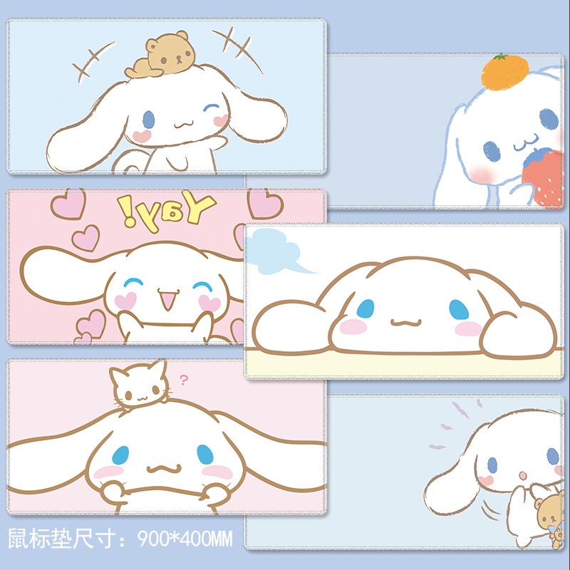 600x300 มม. Sanrios Cinnamoroll kawaii แผ่นรองเมาส์ ขนาดใหญ่ การ์ตูนอะนิเมะ น่ารัก โต๊ะ ยางล็อคขอบ แล็ปท็อป แป้นพิมพ์ แผ่นรองเมาส์