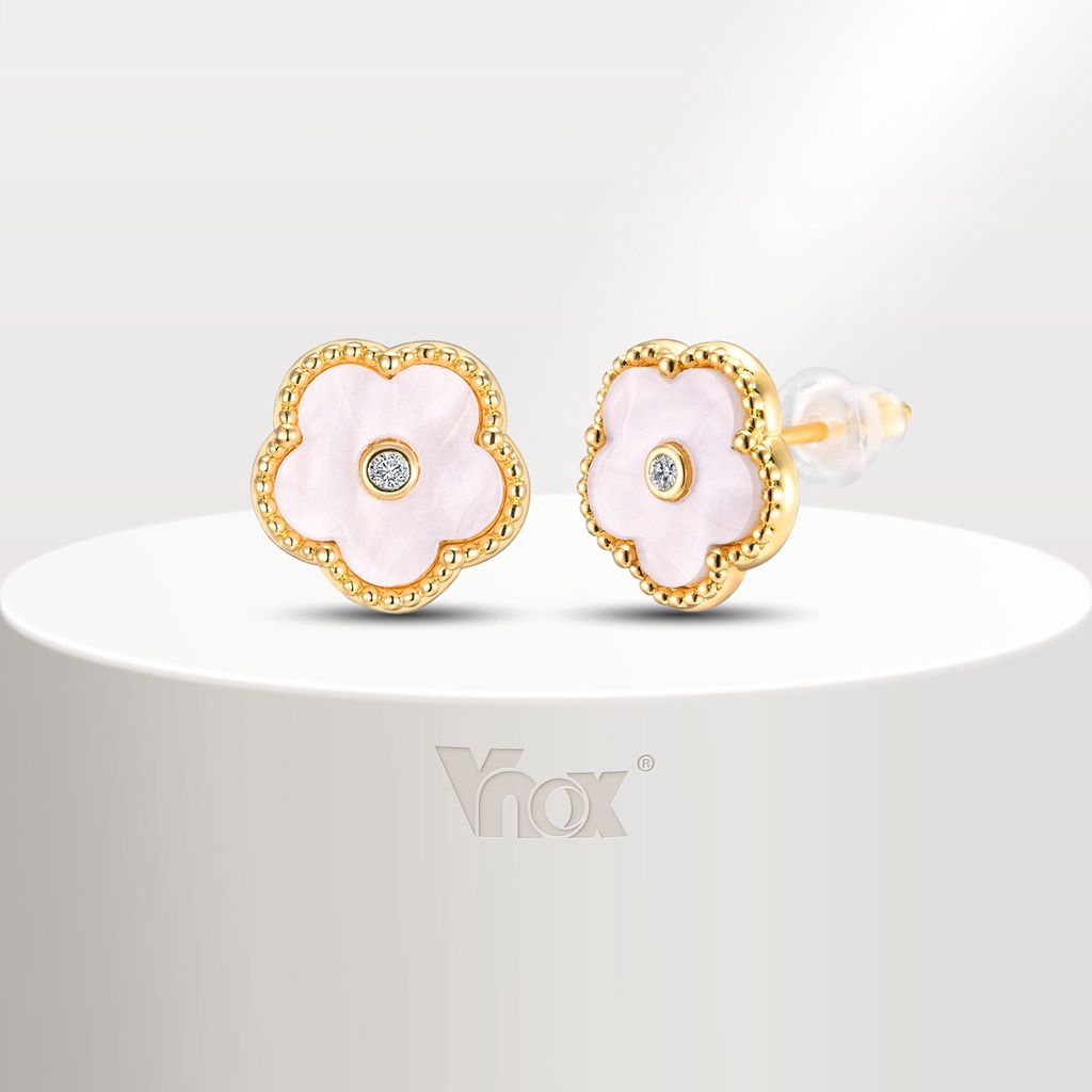 Vnox ต่างหูสตั๊ด ทอง 18K ฉลุลายหยดน้ํา เครื่องประดับแฟชั่น สําหรับผู้หญิง