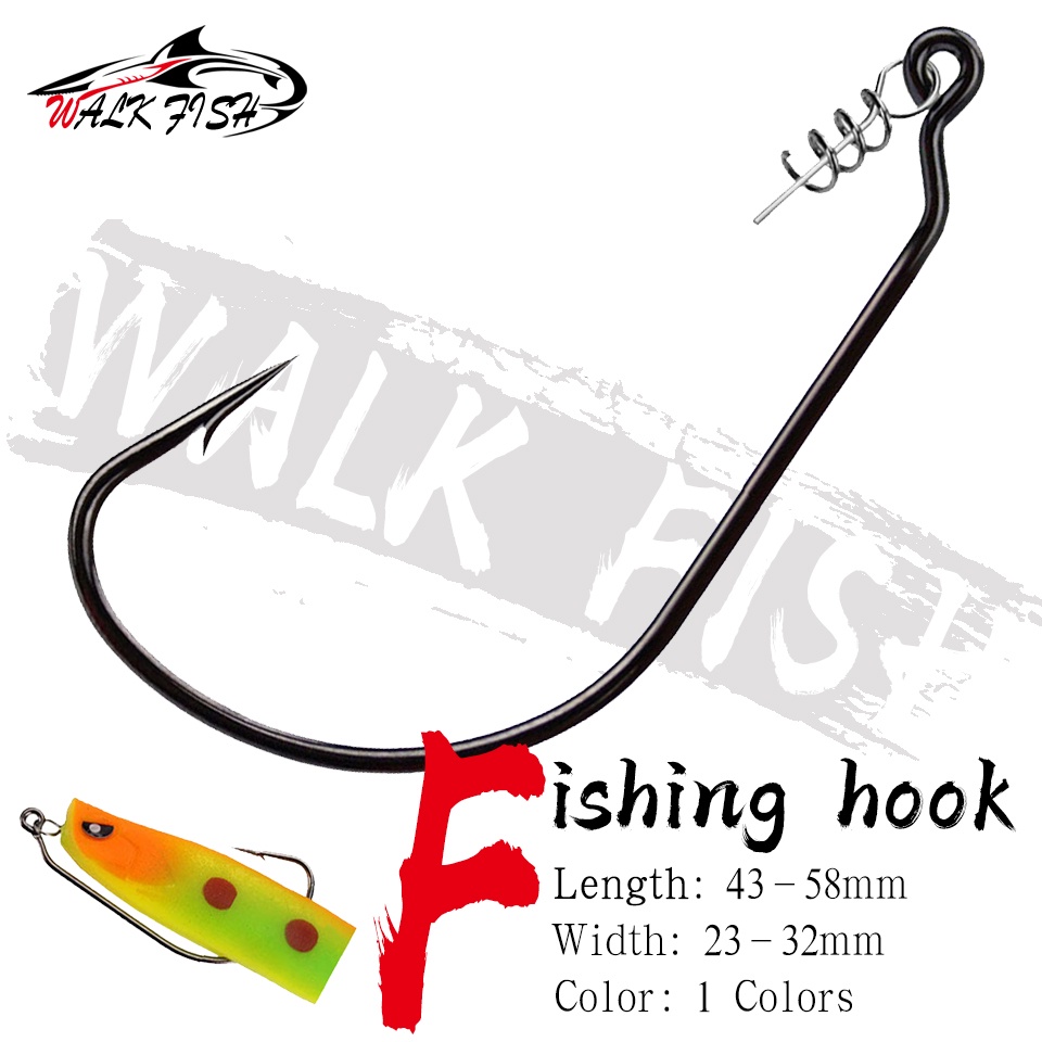 Walk FISH ตะขอตกปลา เหล็กคาร์บอน แบบนิ่ม 10 ชิ้น