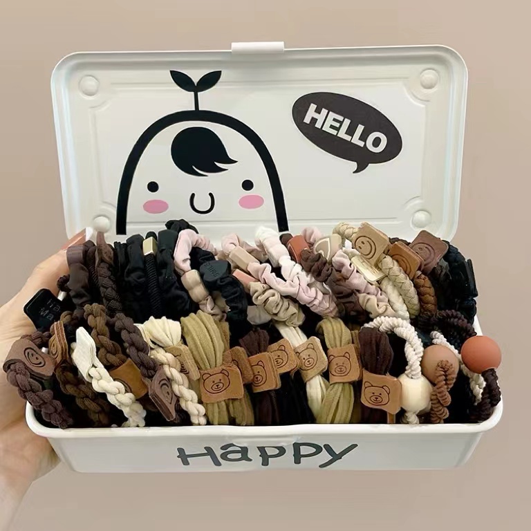 [Hair Tie] ยางรัดผมหางม้า แบบยืดหยุ่นสูง ทนทาน เรียบง่าย สําหรับผู้หญิง 2024