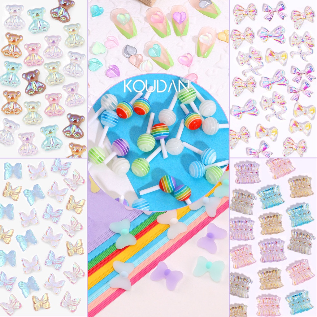 อุปกรณ์ตกแต่งเล็บ รูปอมยิ้ม หมี โบว์ ผลไม้ DIY KOUDAN