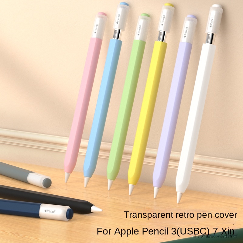 ซองดินสอเจลลี่แอปเปิ้ล 3 USB C1 รุ่นที่ 2 สีลูกกวาดใสซิลิโคนนุ่มป้องกันรอยขีดข่วน Apple Pencil Pro กรณีป้องกัน