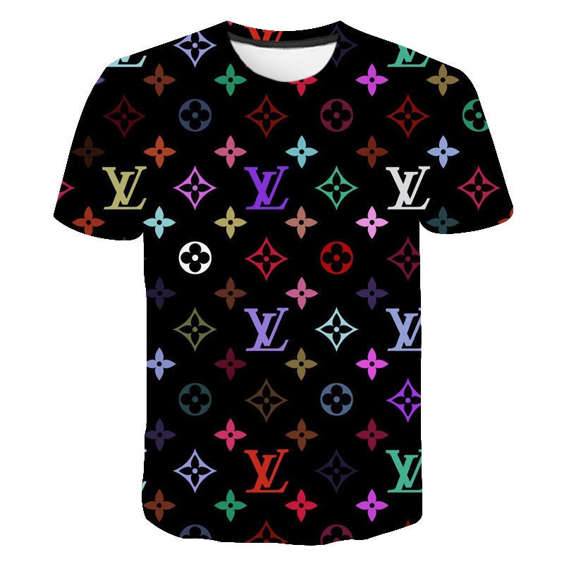 เสื้อยืดแขนสั้นลําลอง พิมพ์ลาย LV 3 มิติ แฟชั่นฤดูร้อน สไตล์สตรีท สําหรับผู้ชาย และผู้หญิง
