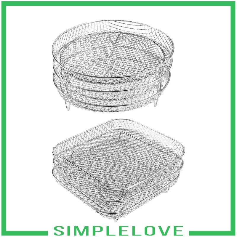 [ 3 ชิ้นตะแกรงทอดตะแกรงย่างบ้านครัวซัพพลายย่างตะกร้าวางซ้อนกันได้ยืนชั้นวางเนื้อตะกร้าทอด thumbnail 7