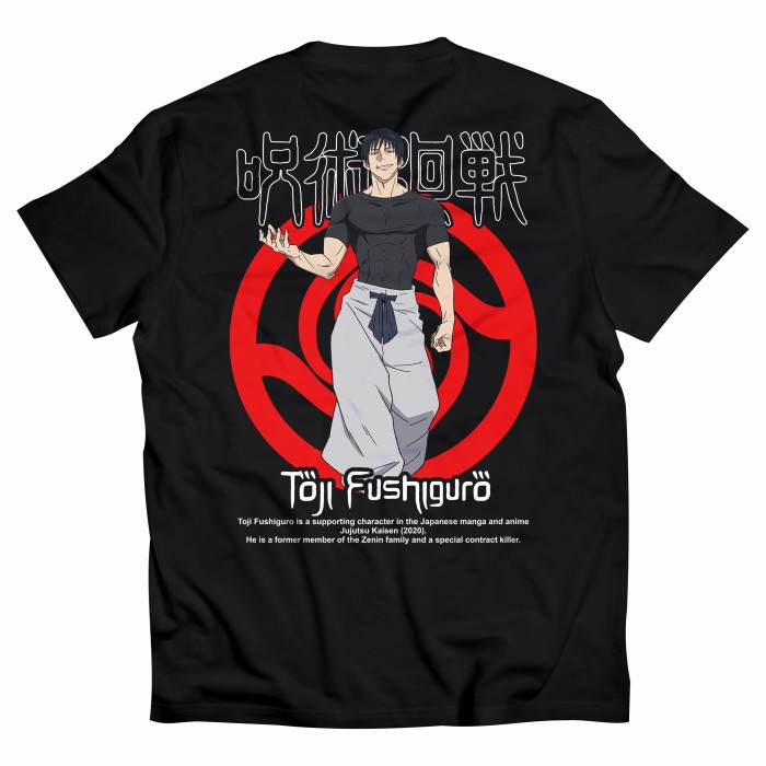 ขายดี Toji Fushiguro JUJUTSU KAISEN Baju Anime T-Shirt Anime Kaos Anime Hitam เสื้อยืดคอกลม S-5XL