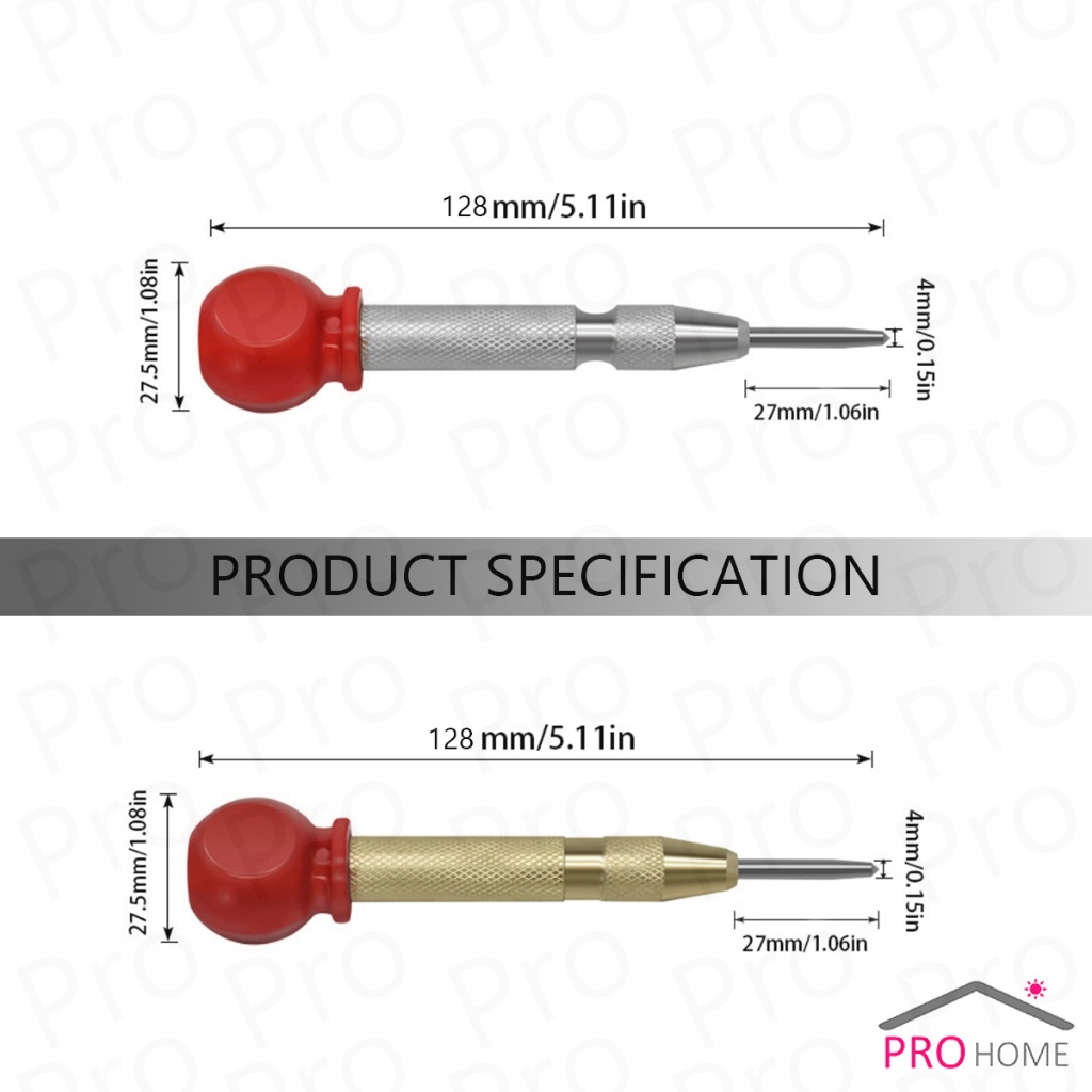 Prohome ปากกาตอกนำศูนย์ กดลงชิ้นงาน แบบมีด้ามกด สำหรับงาน เหล็ก งานไม้ อลูมิเนียม สแตนเ Automatic Center Punch - รูปที่ 6