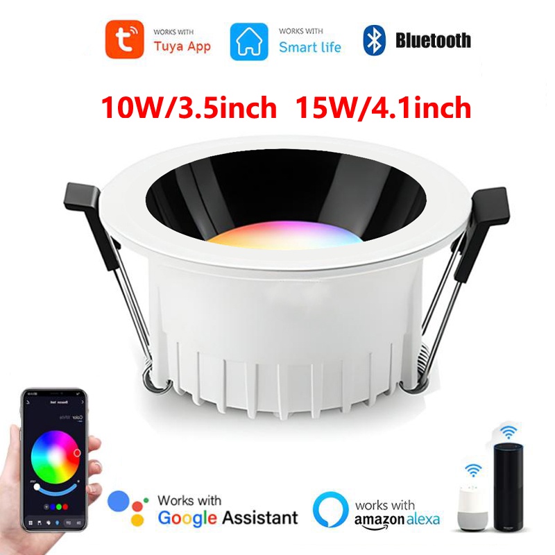 Tuya Smart หลอดไฟเพดาน ไฟดาวน์ไลท์ RGB 10W 15W หลอดไฟ tuya ทำงานร่วมกับ alexa และ google home