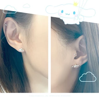เครื่องประดับดาวสุนัขอบเชย, เมฆ, อสมมาตร, การ์ตูนซานริโอ, ขนาดเล็ก, หรูหรา, เข็มเงิน, ต่างหูผู้หญิงบุคลิกภาพแฟชั่นน่ารัก, ของขวัญ