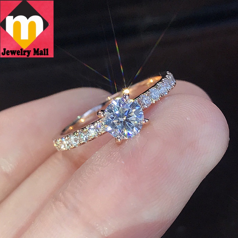 ของแท้ 100% แหวนหมั้น แหวนแต่งงาน ทองคํา 18k ประดับเพชร ของขวัญ สําหรับผู้หญิง