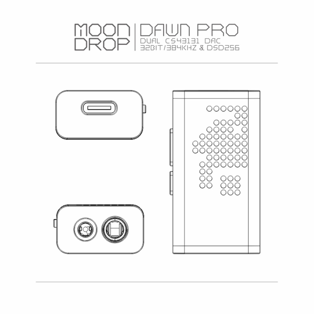 Moondrop DAWN Protable USB DAC/AMP Dual CS43131 DAC 32Bit/384kHz DSD256 ถอดรหัส Heasphone เครื่องขยายเสียง