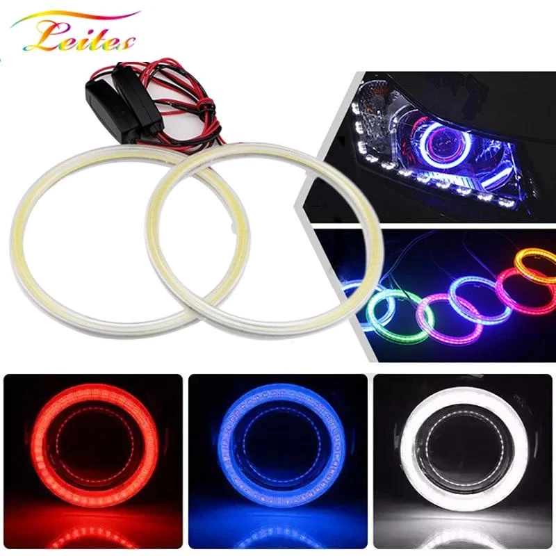 หลอดไฟหน้า LED COB DRL สว่างมาก ขนาด 60/70/80/90/100 มม. 110 มม. 120 มม. สําหรับรถยนต์ รถจักรยานยนต์ 1 ชิ้น
