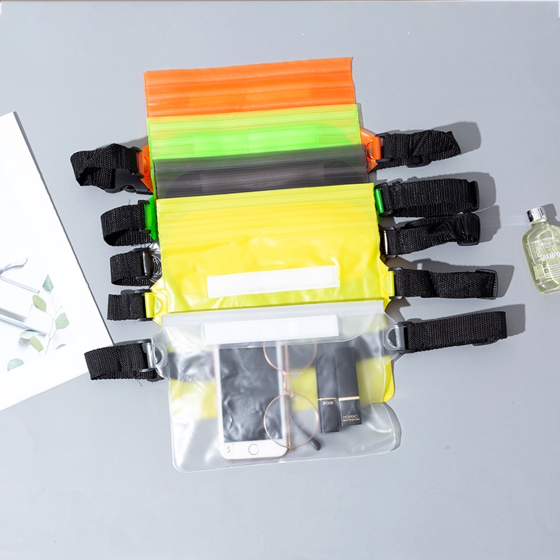 กระเป๋าคาดเอวกันน้ำ PVC สำหรับใส่โทรศัพท์มือถือ ขนาดใหญ่ สีสันสดใส ทัชสกรีนผ่านหน้าจอได้