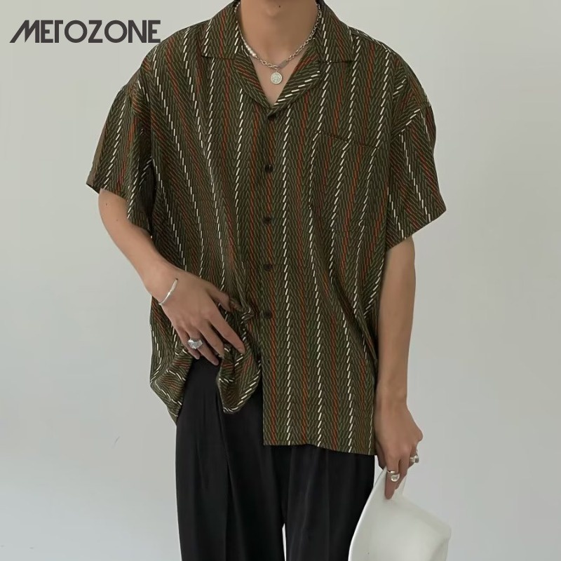 เสื้อเชิ้ตแขนสั้น คอปก ผ้าเดรป แบบบาง ทรงหลวม ลายดอกไม้