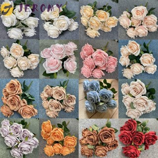 Jeromy ช่อดอกกุหลาบประดิษฐ์ ผ้าไหม 9 ดอก แฮนด์เมด ยืดหยุ่น ห…