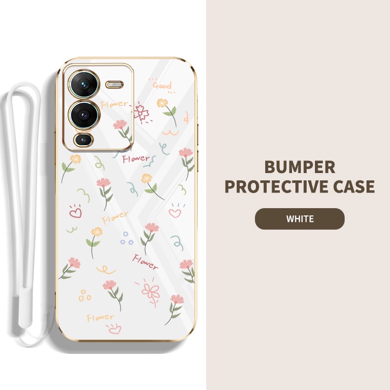 เคส Vivo S15 S18 V25 Pro 5G S15E S18E IQOO Z6 Pro เต็มจอ ดอกไม้เล็ก กันกระแทก ซิลิโคน เคสโทรศัพท์ป้องกัน