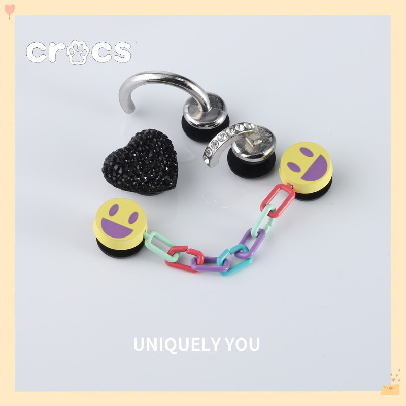 Crocs Jibbitz หัวเข็มขัดโลหะ สีดํา อุปกรณ์เสริม สําหรับรองเท้า Crocs