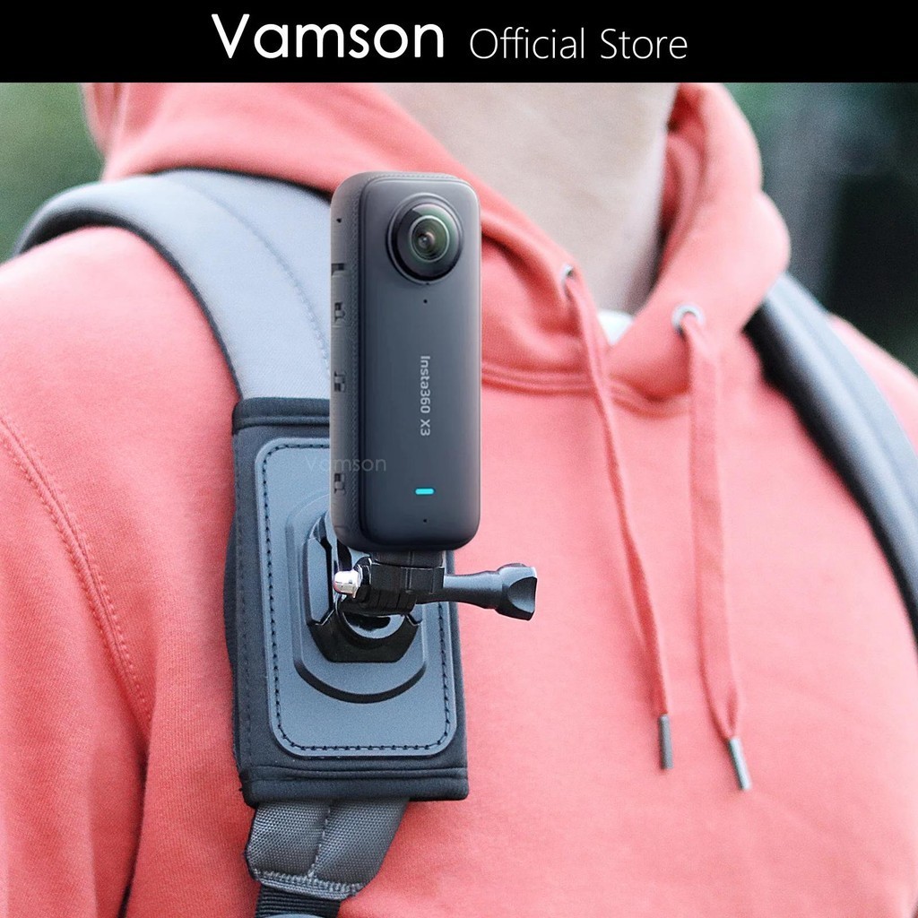 Vamson 360 องศากระเป๋าเป้สะพายหลังโรตารี่คลิปสําหรับ Insta 360 X4 X3 หน้าอกไหล่ Clamp Mount สําหรับ Insta360 One X2 X4 Dji Action 3 GoPro 11