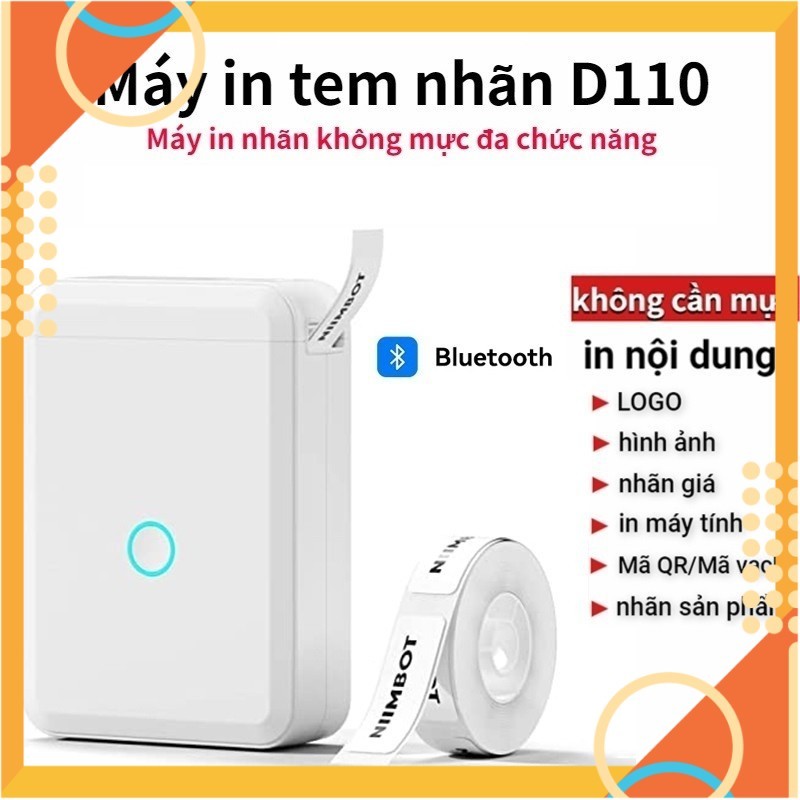 [5 ️] MINI THERMALT PRINTER BLUETOOTH WIRELESS CONNECTION STICKER D110 [HCM]