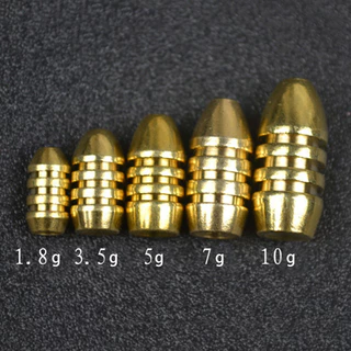 Outkit 10 ชิ้น/ล็อตทองแดงตะกั่ว Sinker น้ําหนัก 10g,7g,5g,3.5g,1.8g Sharped Bullet ทองแดงอุปกรณ์ตกปลาตกปลา Tackle
