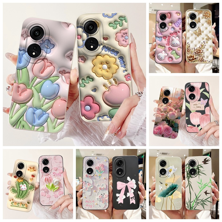 ปลอกสําหรับ OPPO Reno 8T 4G CPH2481 / Reno 8T 5G CPH2505 A1 Pro เคสโทรศัพท์สไตล์ดอกไม้กระบองเพชรซิลิโคนอ่อนนุ่มป้องกันกันชน