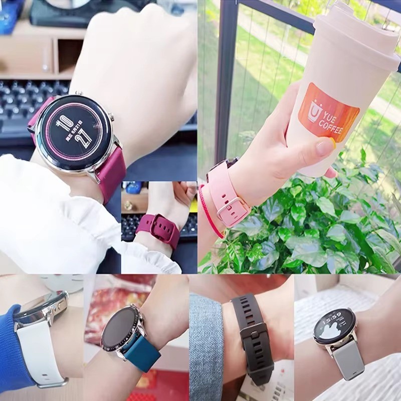 20 มม./22 มม.สําหรับ Amazfit GTS/2/2e/3/4 GTS2 Mini/GTR 4/3/Pro/47 มม./GTR2/2e/stratos 2/3 สร้อยข้อมือซิลิโคน Amazfit Bip