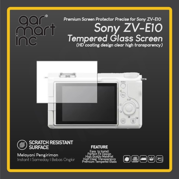 Layar Sony ZV-E10 Alpha E10 / ZVE10 Mark I / Version 1 Premium Tempered Glass Screen Protector / Cov
