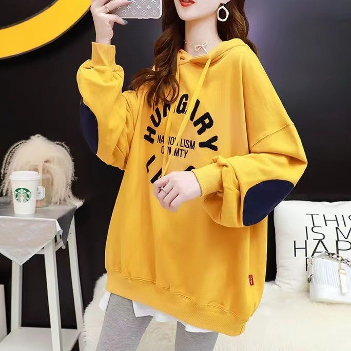 เสื้อแขนยาวฮู้ด Oversize งานปักด้านหน้า มีกระเป๋าหน้า ผ้าคอตตอล สินค้าพร้อมส่ง B52