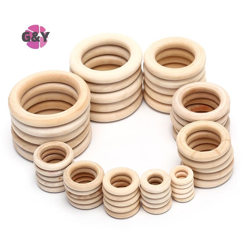 G&y 1Bag ไม้ธรรมชาติวงกลมลูกปัดแหวนไม้ DIY เครื่องประดับทํางานฝีมือ DIY COD
