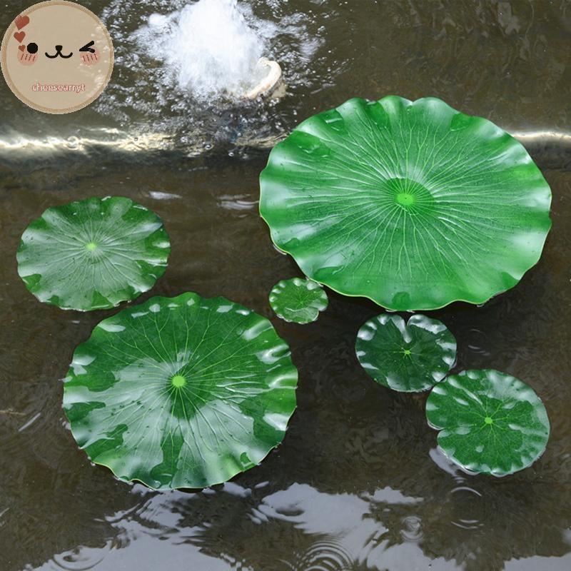 Chee ประดิษฐ์ลอยใบบัวปลอมพืช 10/15/18/28/40 ซม.EVA สีเขียวรอบ Lotus Leaf Garden Pond Pool Decor EN