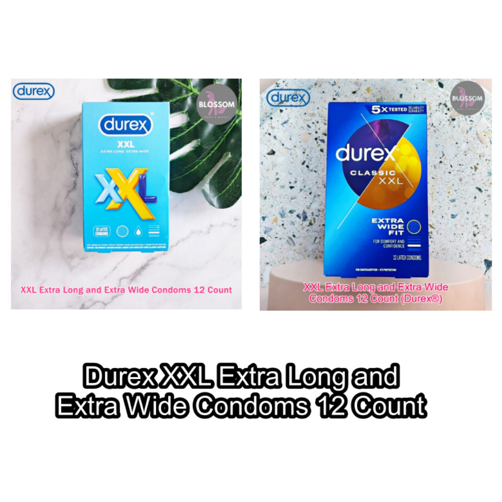 Durex - XXL Extra Long and Extra Wide Condoms 12 Count ดูเร็กซ์ คอนดอม ถุงยางอนามัยขนาดใหญ่พิเศษ 64 mm