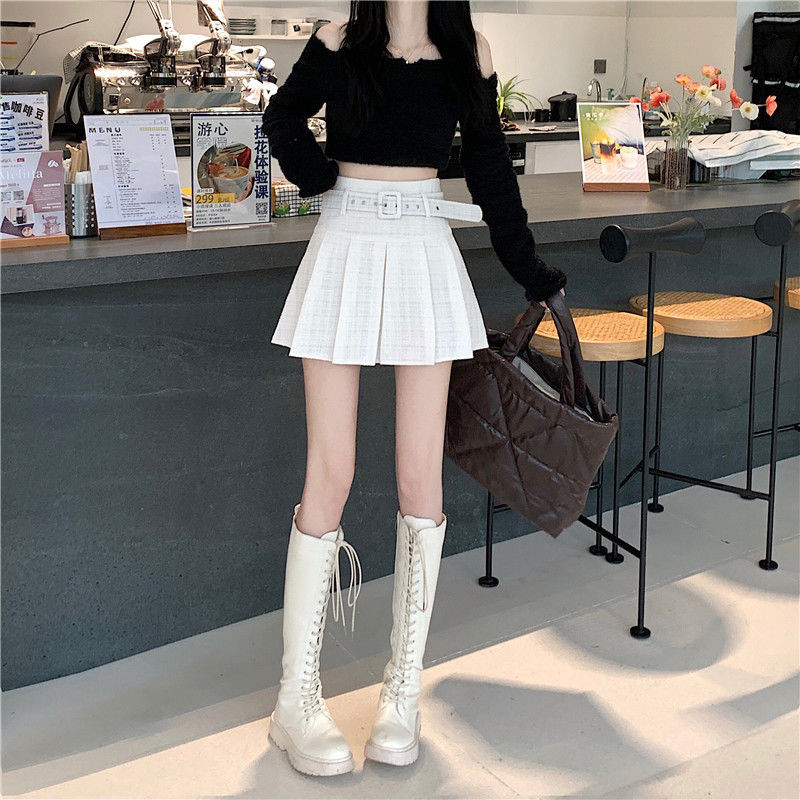 Floerns Y2K กระโปรงเทนนิส จัดเซ็ทเข็มขัด จีบรอบ มีซับใน แฟชั่นเสื้อผ้าเกาหลี - รูปที่ 7