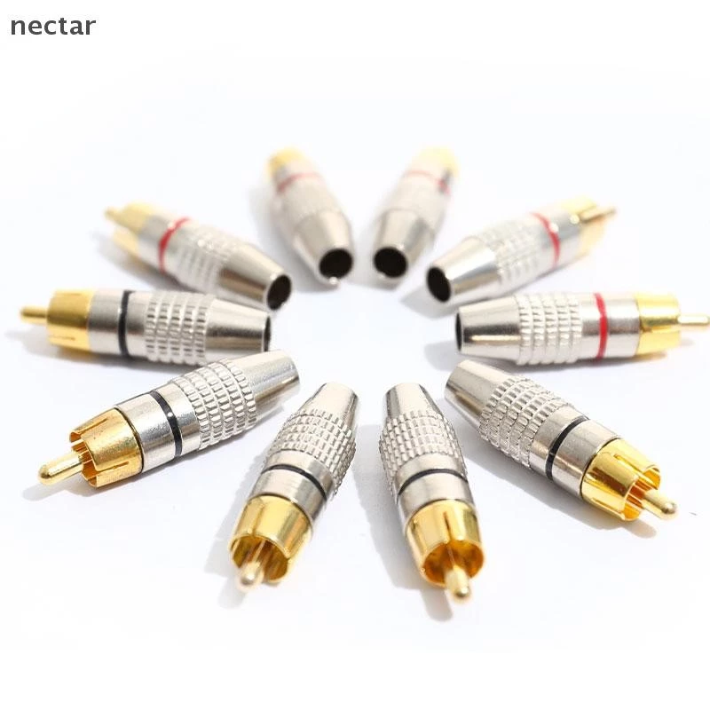 TAR 10 ชิ้นปลั๊ก Audio Video Locking Cable Male Connector Gold Plated N