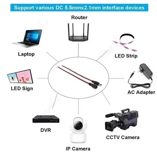 ร้านอยู่ที่ไทย 10ชิ้น สายเพาเวอร์ DC 5.5x2.1 mm ตัวผู้ ตัวเมีย 24ซม.สำหรับกล้องวงจรปิด คอมพิวเตอร์