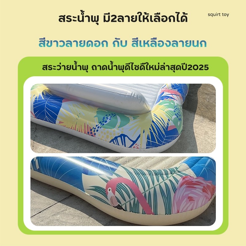 รุ่นใหญ่ สระน้ำพุเป่าลม สระน้ำพุ การ์ตูน ของเล่นเด็ก สระว่ายน้ำขนาดใหญ่ ขนาด195*120*25cm ปลอดภัย​ต่อเด็ก มีกันลื่น - รูปที่ 3