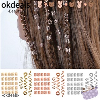 Okdeals เครื่องประดับผม แหวนลูกปัดเกลียว เดรดล็อก สไตล์วินเทจ