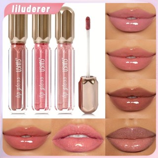 Ushas 6 สี Mirror Liquid ลิปสติกโปร่งแสง Pearlescent Lip Gloss Lasting No Makeup No Sticky Cup ลิปสติกกันน้ำ Lip Glaze HO