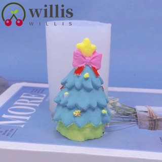 Willis แม่พิมพ์ซิลิโคน รูปต้นคริสต์มาส ดาว โบว์ สีขาว ไม่เหนียวติด สําหรับทําสบู่ ลูกอม