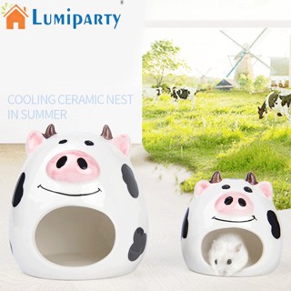 Lumiparty ที่นอนเซรามิค ลายการ์ตูนวัว หนูแฮมสเตอร์ หมีสีทอง ขนาดเล็ก สําหรับสัตว์เลี้ยง หนูแฮมสเตอร์