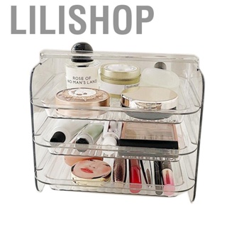 Lilishop 3 Tier Makeup Organizer Transparency Acrylic Dustproof Vanity Countertop with Handle for Woman