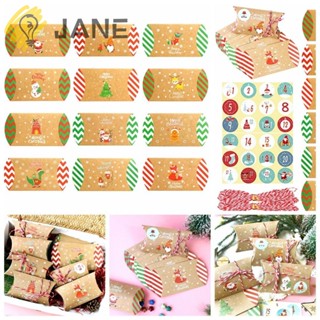 Jane กล่องบรรจุภัณฑ์ ปฏิทินคริสต์มาส แฮนด์เมด รูปหมอน ซานตาคลอส เกล็ดหิมะ 24 ชิ้น