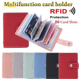 Suair กระเป๋าสตางค์ กระเป๋าใส่บัตร 26 ช่อง อเนกประสงค์ บล็อก RFID สําหรับผู้หญิง ผู้ชาย