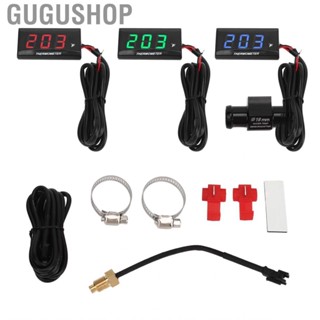 Gugushop Motorcycle Digital Water Temperature Gauge Ultra Thin DC 12V LCD With 18mm  Adapter for Most Motorbikes