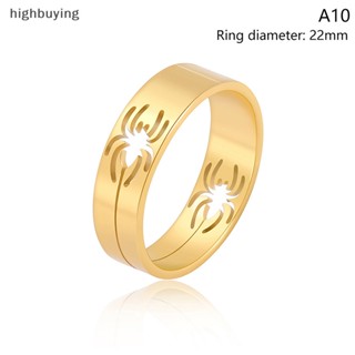 [highbuying] แหวนสเตนเลส กลวง แมงมุม แหวนคู่ สําหรับผู้ชาย ผู้หญิง สร้างสรรค์ โกธิค แหวนนิ้วกว้าง ฮิปฮอป พังก์ เครื่องประดับ ของขวัญวันเกิด สินค้าใหม่